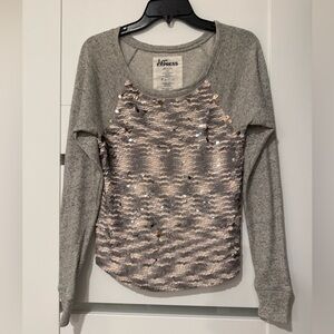 Express Gray Sweatshirt with Silver Sequins - XS